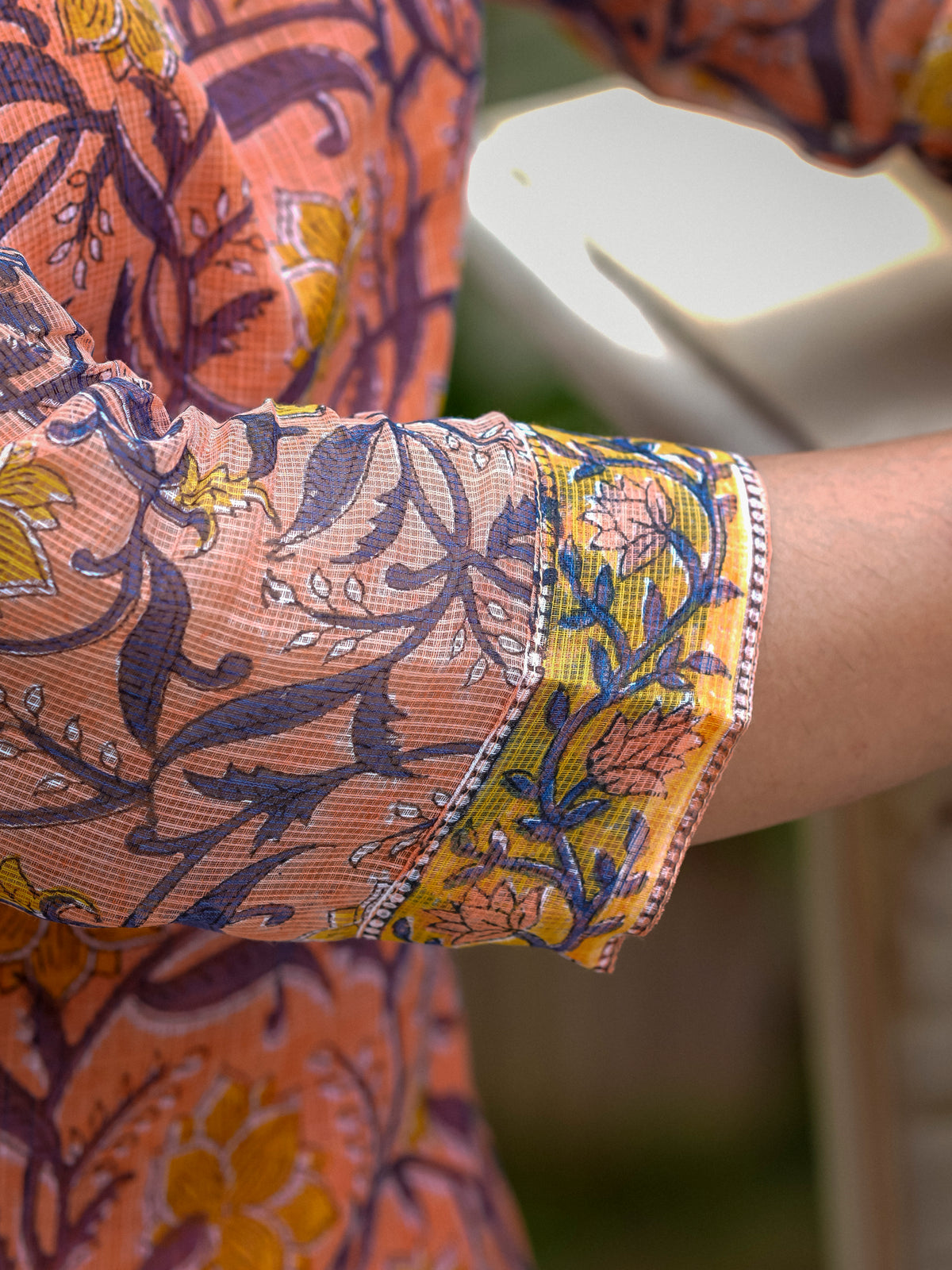 Peach Printed Kurta Set For Women - Image 2