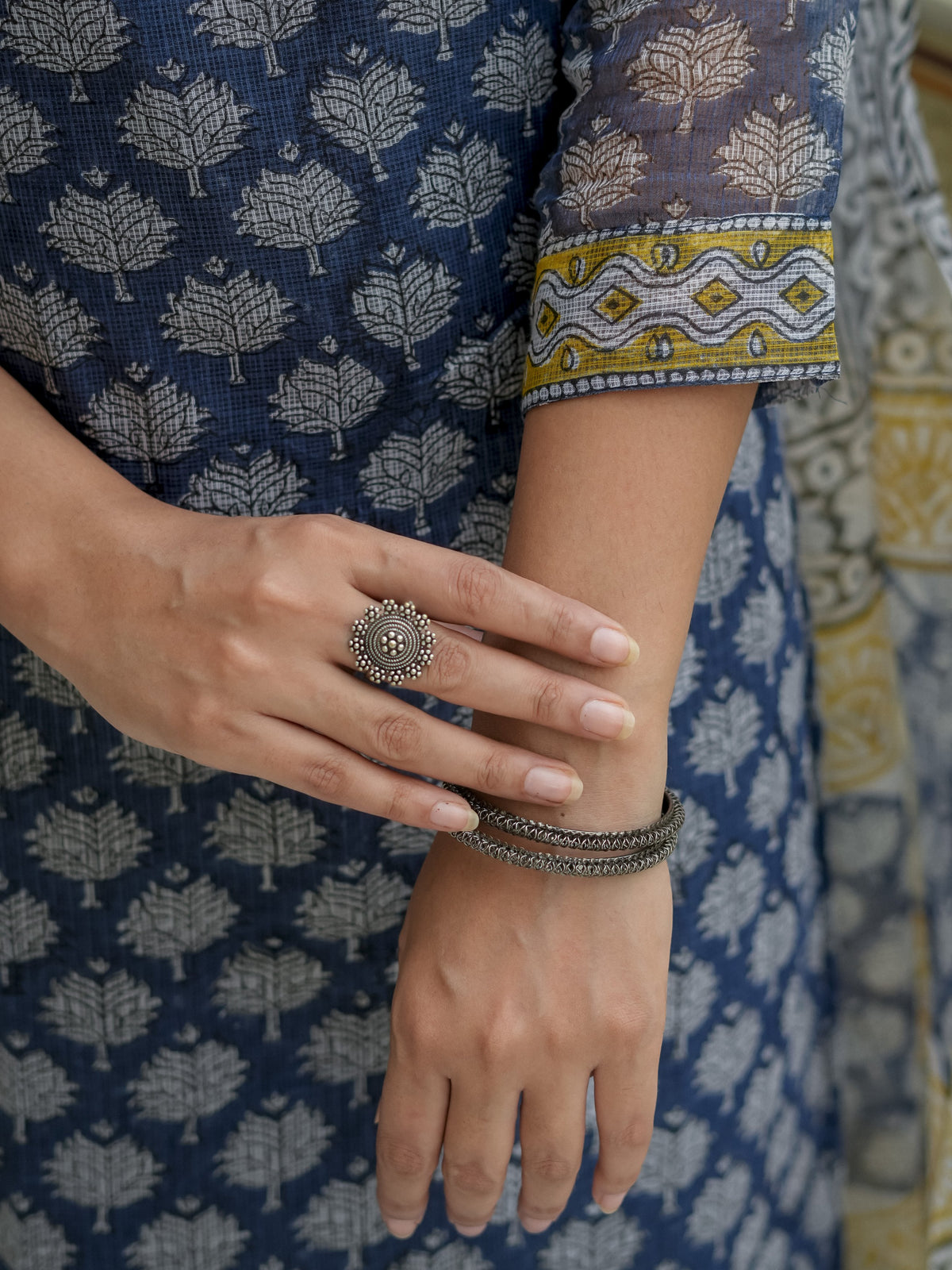 Blue Printed Kurta Set for Women - Image 8