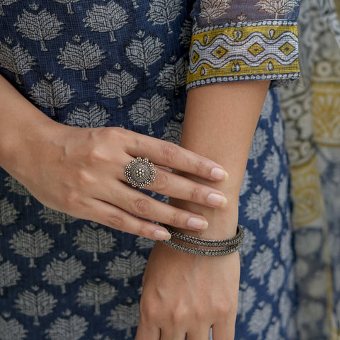 Blue Printed Kurta Set for Women - Image 8