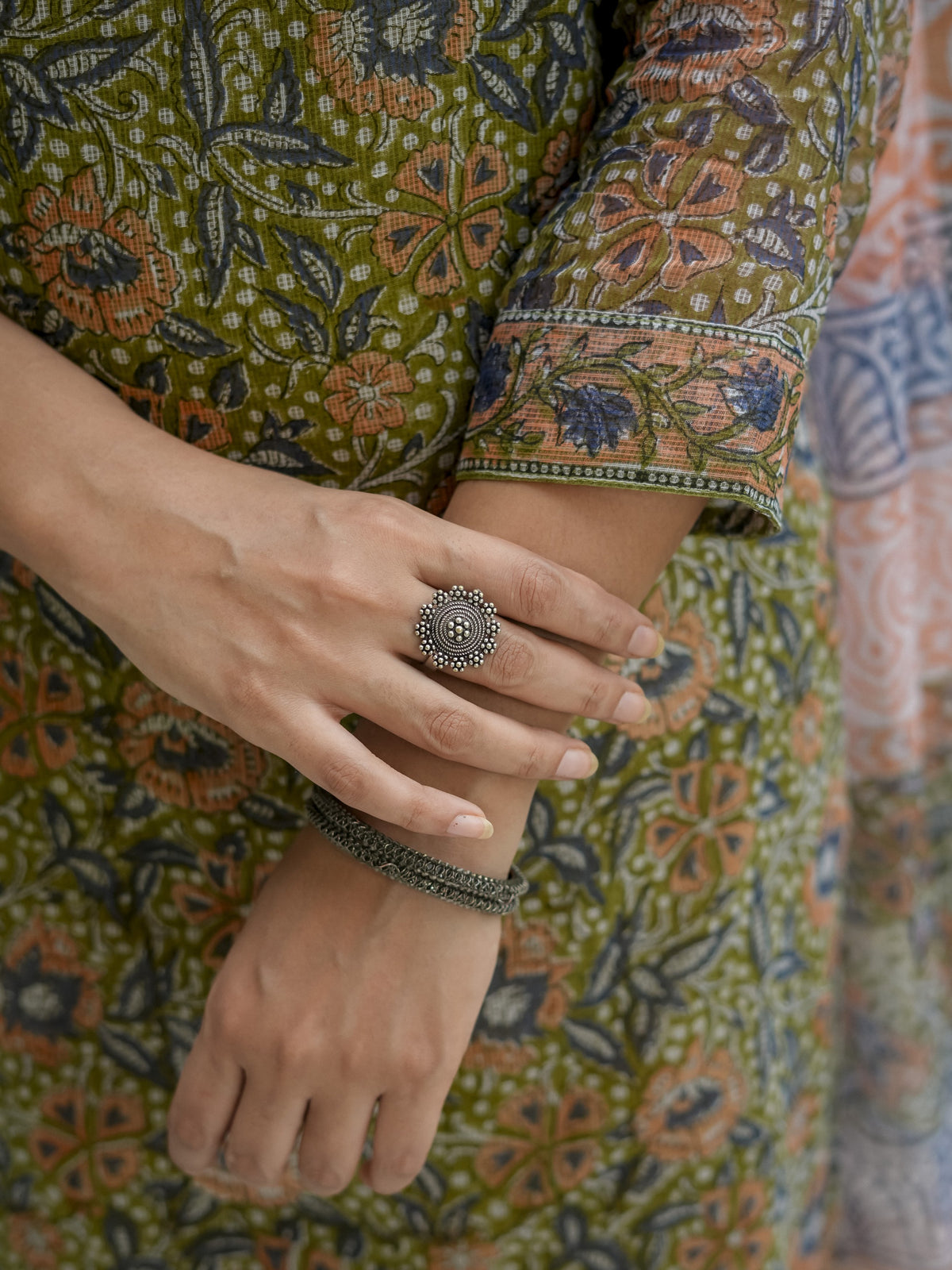 Green Floral Print Straight Kurta for Women - Main Image