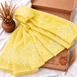Yellow Sheer Floral Print Saree for Women