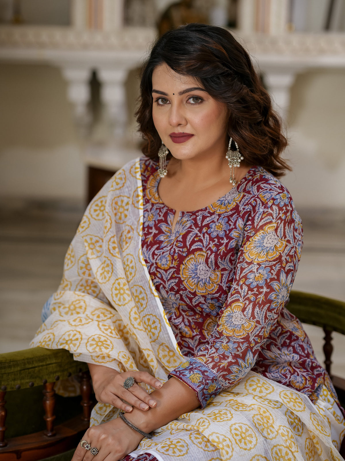 Pink Printed Straight Suit Set for Women - Image 4