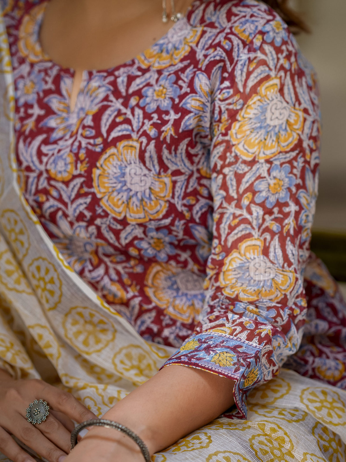 Pink Printed Straight Suit Set for Women - Image 8