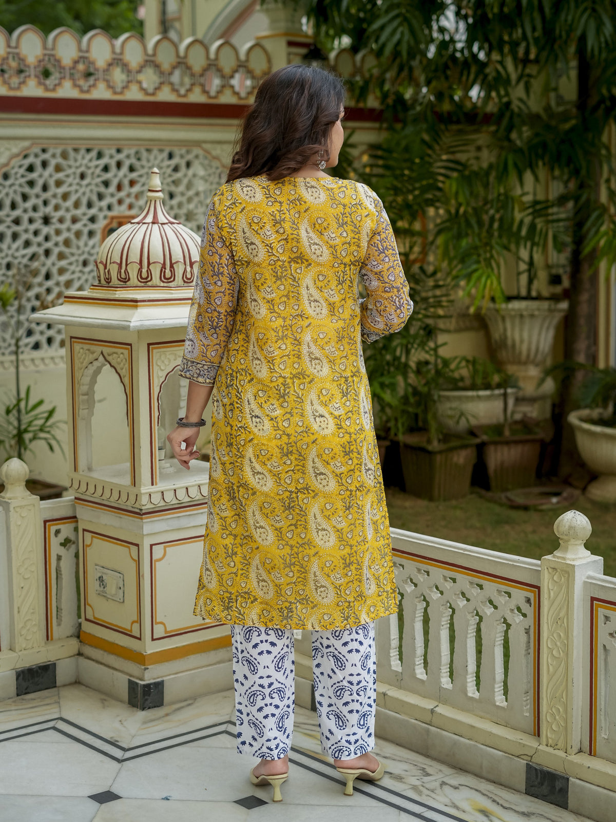 Mustard Printed Kurta Set With Dupatta for Women - Image 5