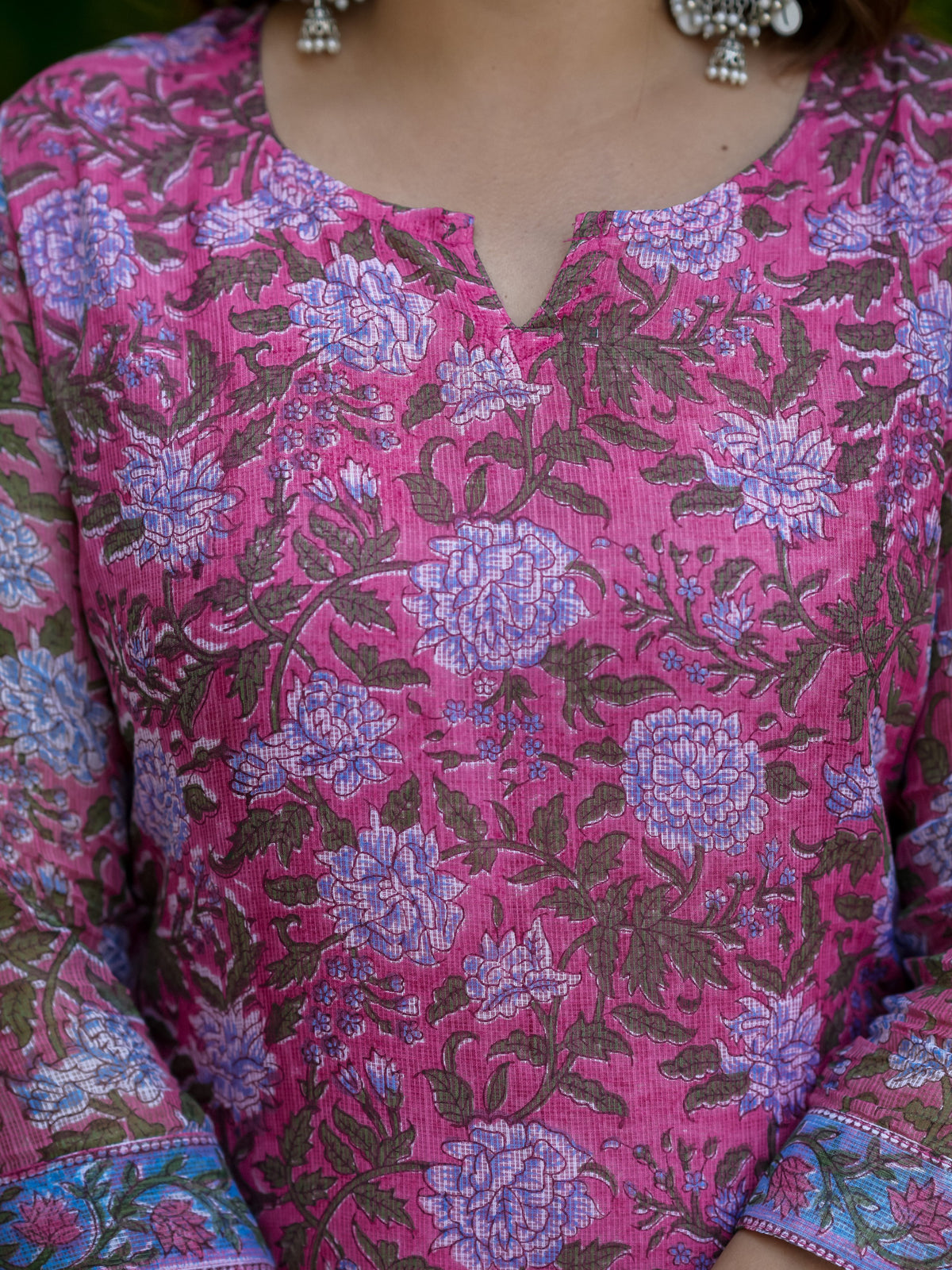 Pink Floral Print Kurta Set for Women - Image 3