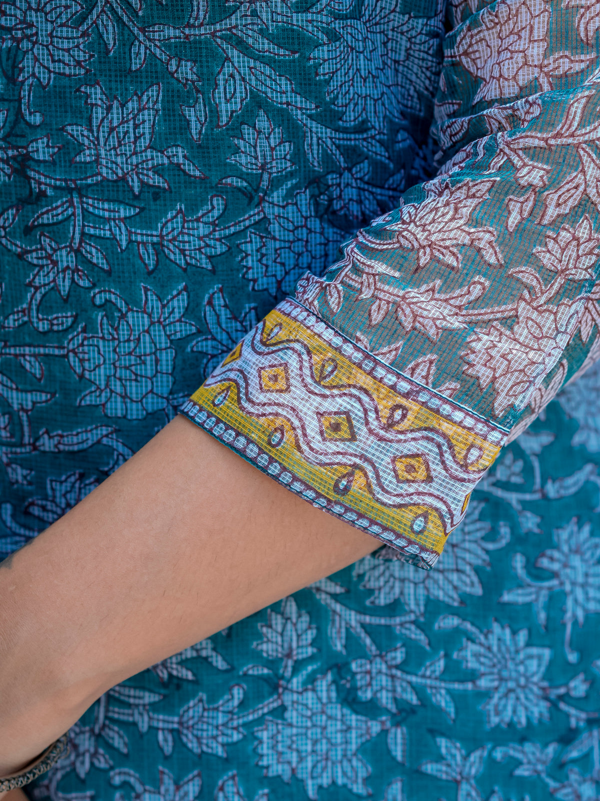 Blue Floral Print Straight Kurta Set for Women - Image 9